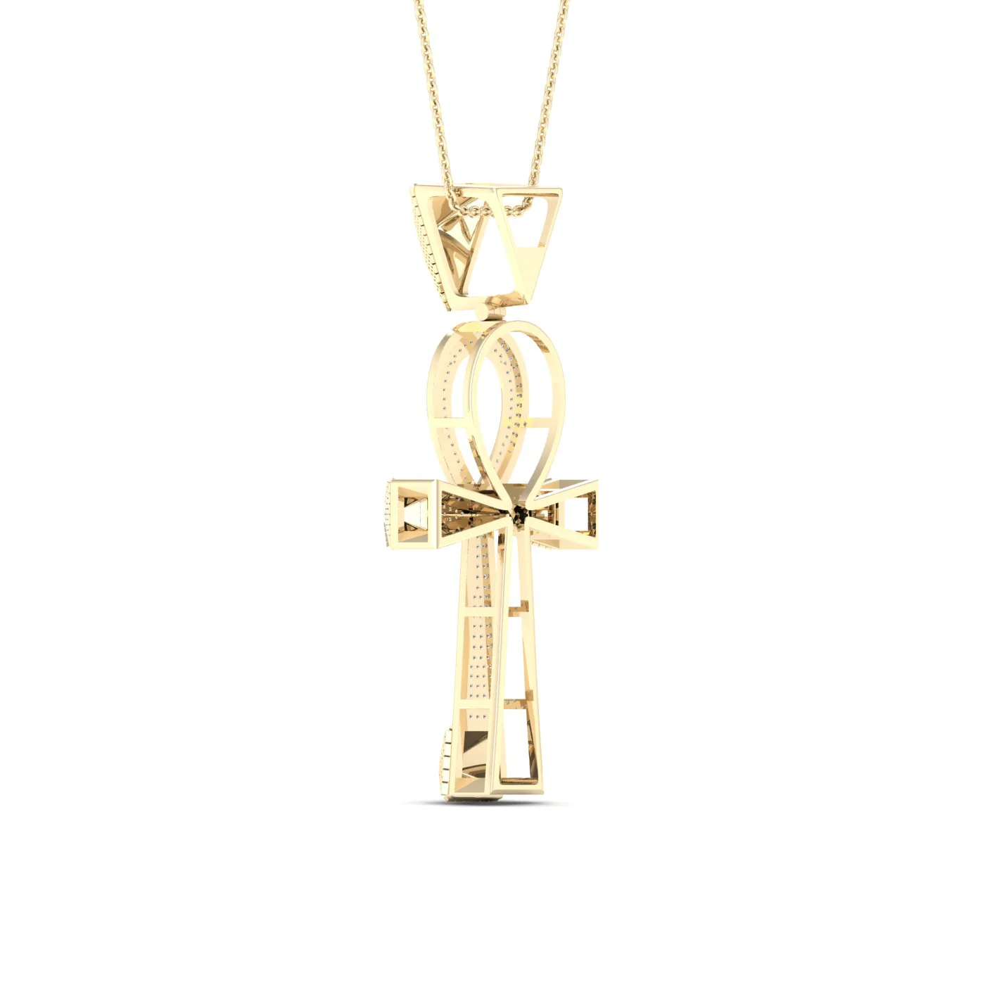 Divine 10K Yellow Gold 0.50CT Diamond Ankh Men's Pendant - Image 3