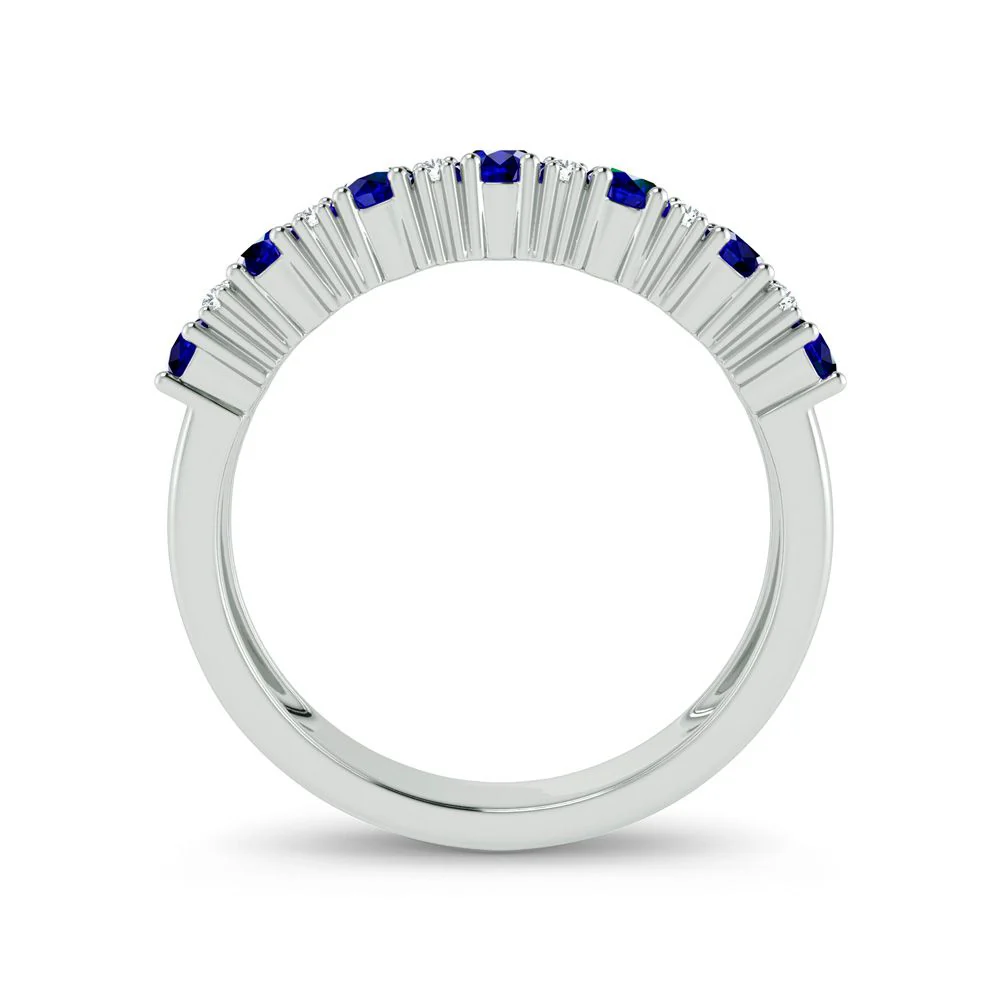 Azure Elegance - 14K White Gold 0.10CT Diamond and Sapphire Ring - Image 3