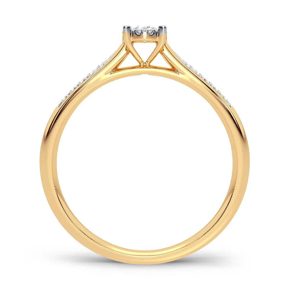 Sunburst Solitaire - 14k Yellow Gold 0.15CT Diamond Ring - Image 3