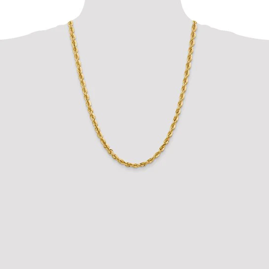 14K Solid Yellow Gold Rope Link Chain - Image 9