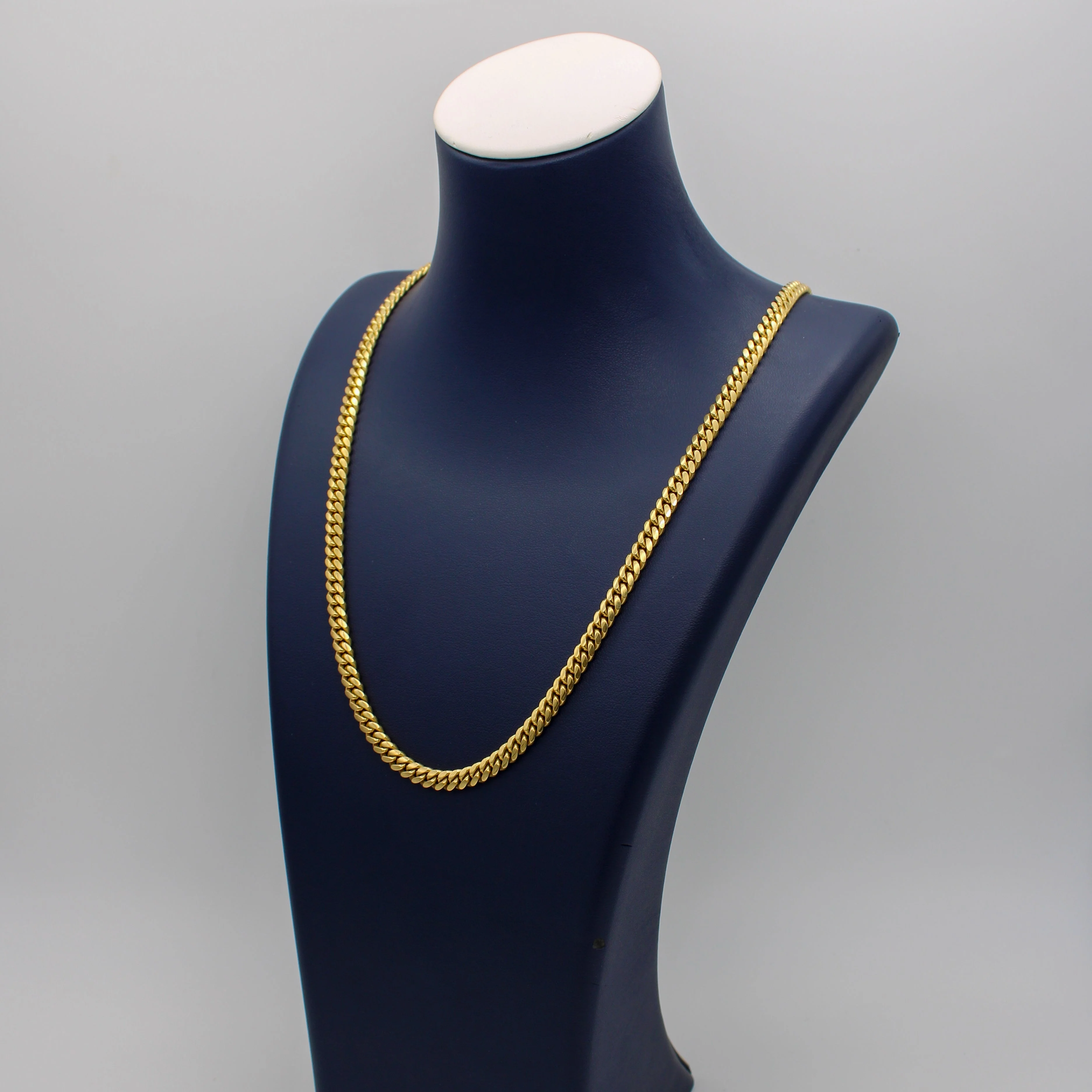14K Solid Yellow Gold Cuban Link Chain From 3 mm to 5 mm - Image 8