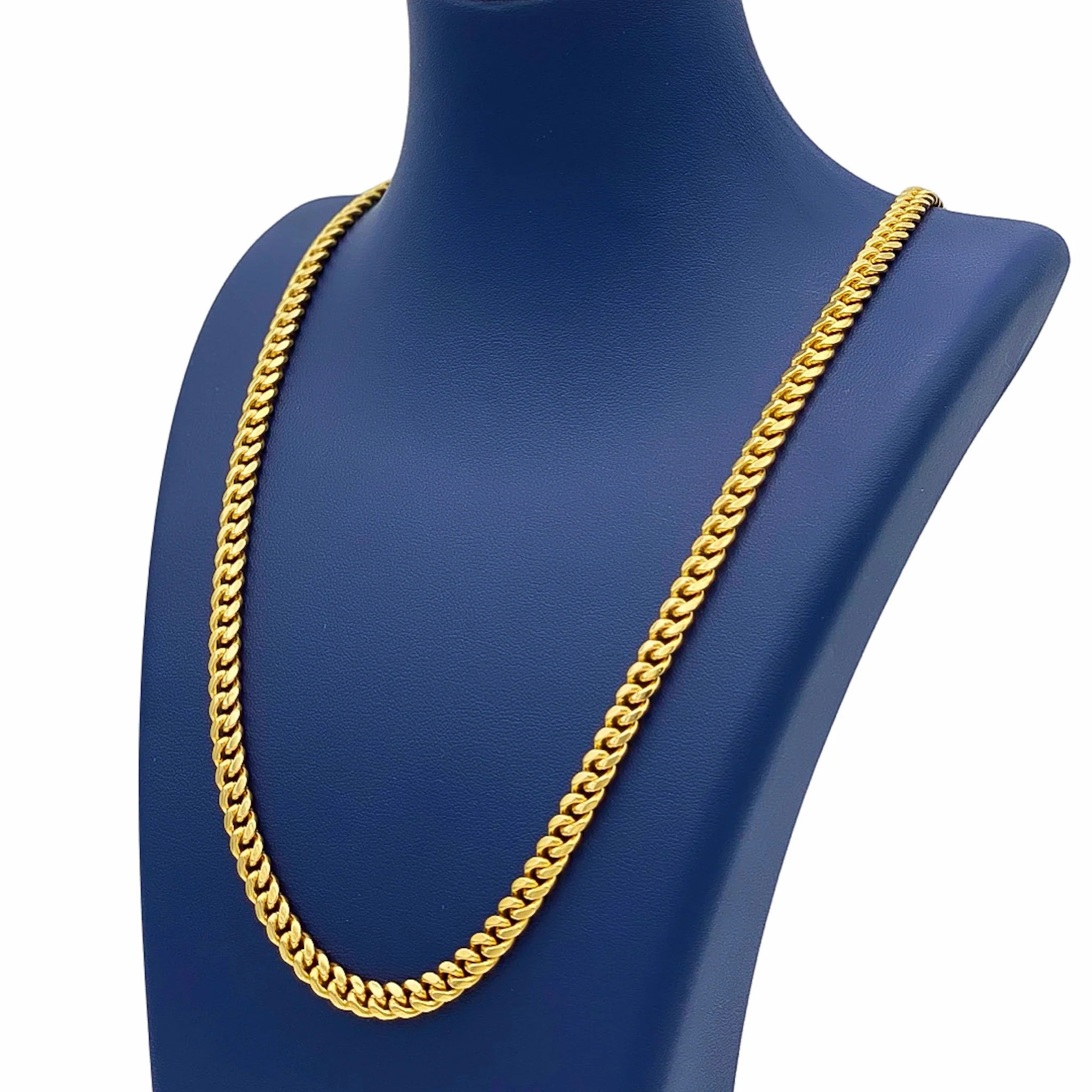 14K Solid Yellow Gold Cuban Link Chains From 6 mm to 8 mm - Image 3