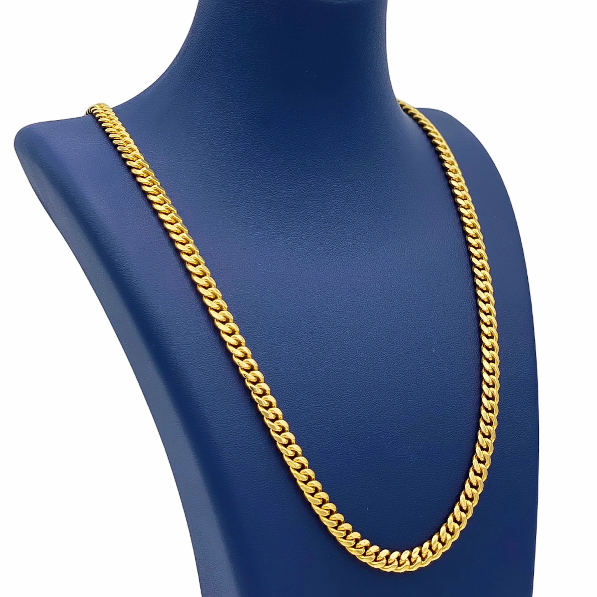 14K Solid Yellow Gold Cuban Link Chains From 6 mm to 8 mm - Image 4
