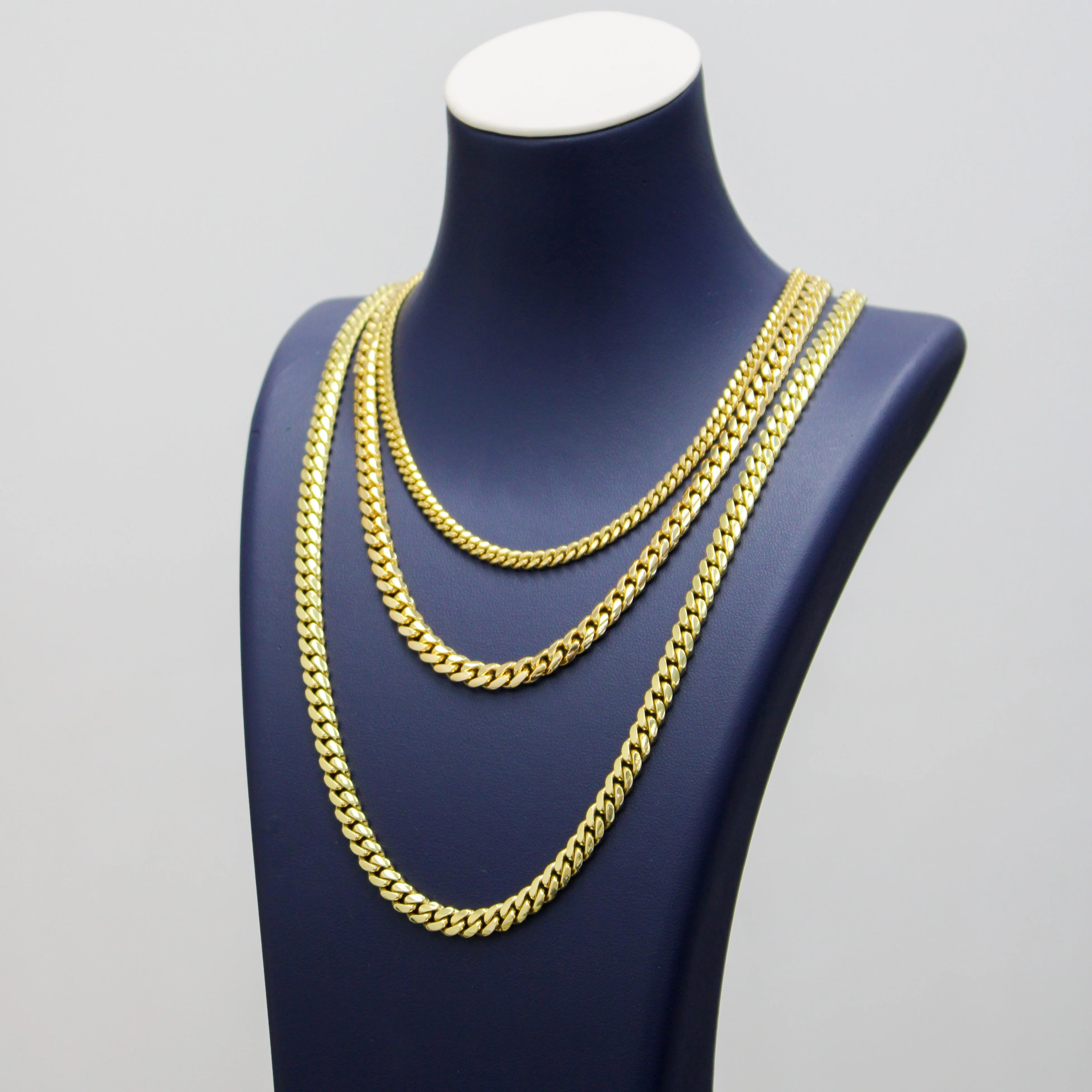 14K Solid Yellow Gold Cuban Link Chains From 6 mm to 8 mm - Image 5