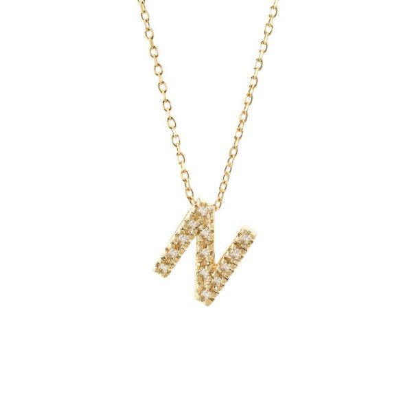 All Diamond Letter Charm Necklace: A-Z - Image 29