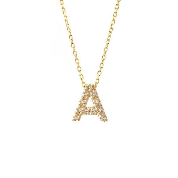 All Diamond Letter Charm Necklace: A-Z - Image 3
