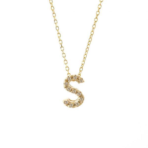 All Diamond Letter Charm Necklace: A-Z - Image 39