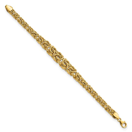 Byzantine Bracelet In 14K Yellow Gold, Fancy Women's Bracelet - Image 3