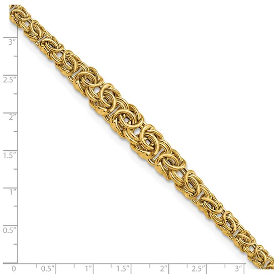 Byzantine Bracelet In 14K Yellow Gold, Fancy Women's Bracelet - Image 4