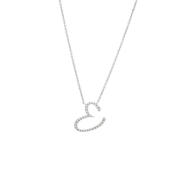 Diamond Cursive Letter Charm Necklace In 14K Gold - Image 11