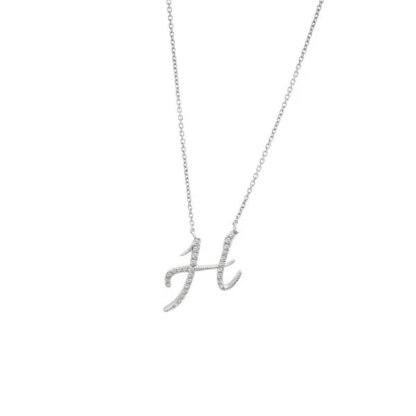 Diamond Cursive Letter Charm Necklace In 14K Gold - Image 17