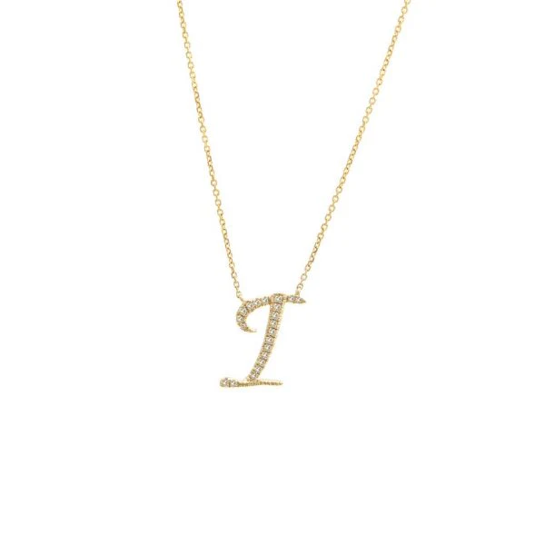 Diamond Cursive Letter Charm Necklace In 14K Gold - Image 20