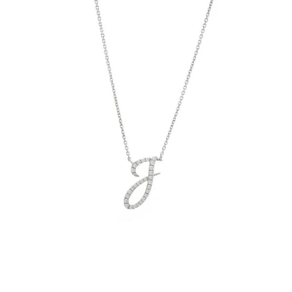 Diamond Cursive Letter Charm Necklace In 14K Gold - Image 21