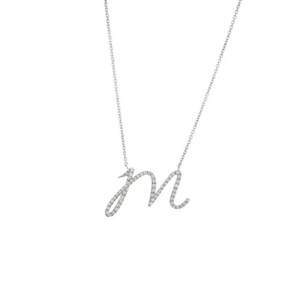 Diamond Cursive Letter Charm Necklace In 14K Gold - Image 27