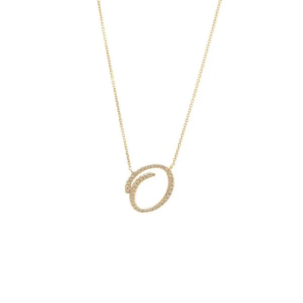 Diamond Cursive Letter Charm Necklace In 14K Gold - Image 32