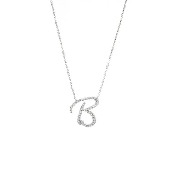 Diamond Cursive Letter Charm Necklace In 14K Gold - Image 5