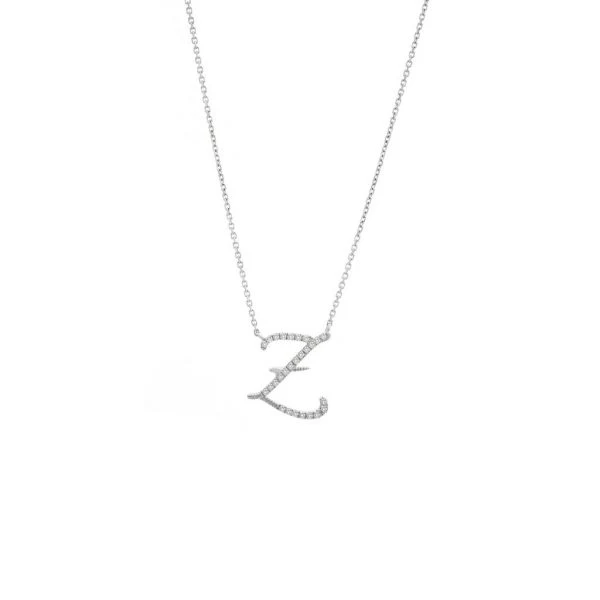 Diamond Cursive Letter Charm Necklace In 14K Gold - Image 53