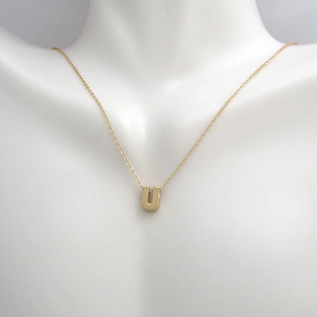 All Gold Letter Charm Necklace: A-Z - Image 41