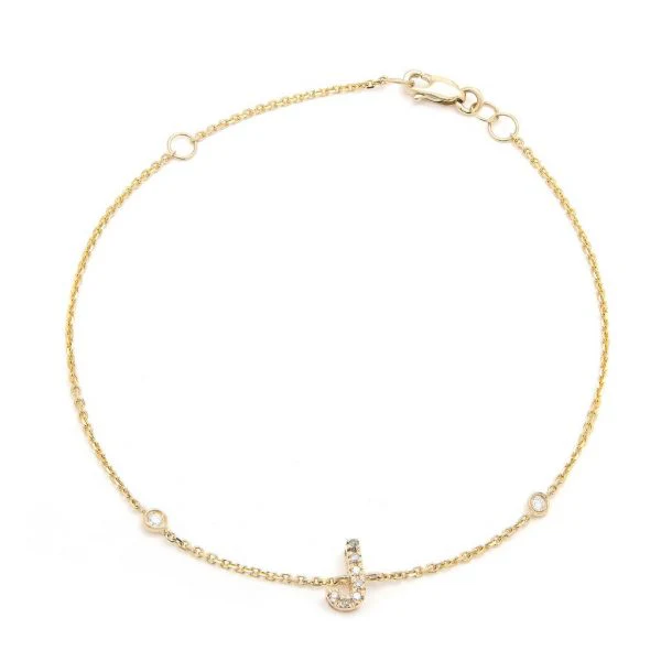 Letter Charm Bracelet In 14K Gold with Diamonds: A-Z - Image 10