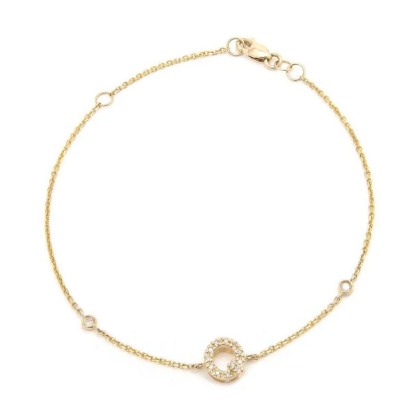 Letter Charm Bracelet In 14K Gold with Diamonds: A-Z - Image 17