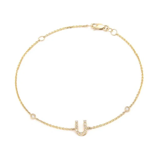Letter Charm Bracelet In 14K Gold with Diamonds: A-Z - Image 21