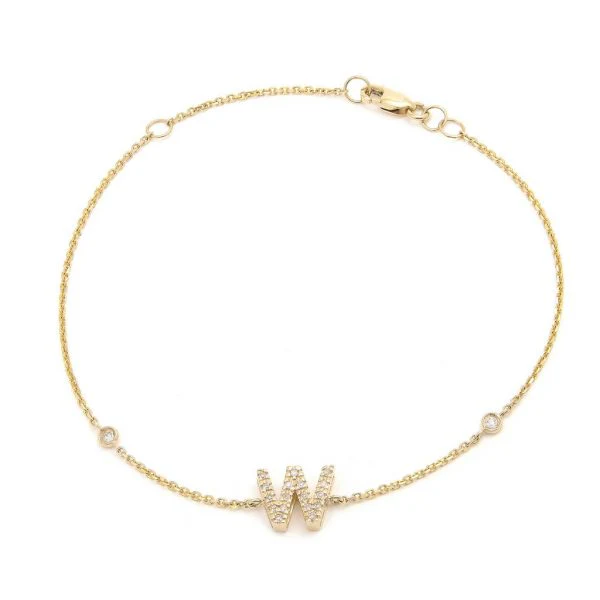 Letter Charm Bracelet In 14K Gold with Diamonds: A-Z - Image 23