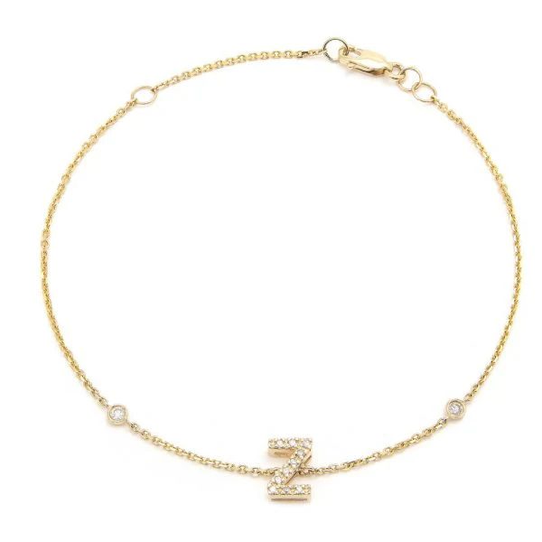 Letter Charm Bracelet In 14K Gold with Diamonds: A-Z - Image 26