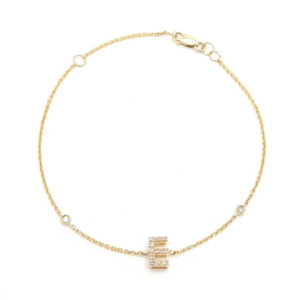 Letter Charm Bracelet In 14K Gold with Diamonds: A-Z - Image 5