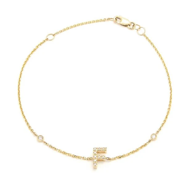 Letter Charm Bracelet In 14K Gold with Diamonds: A-Z - Image 6