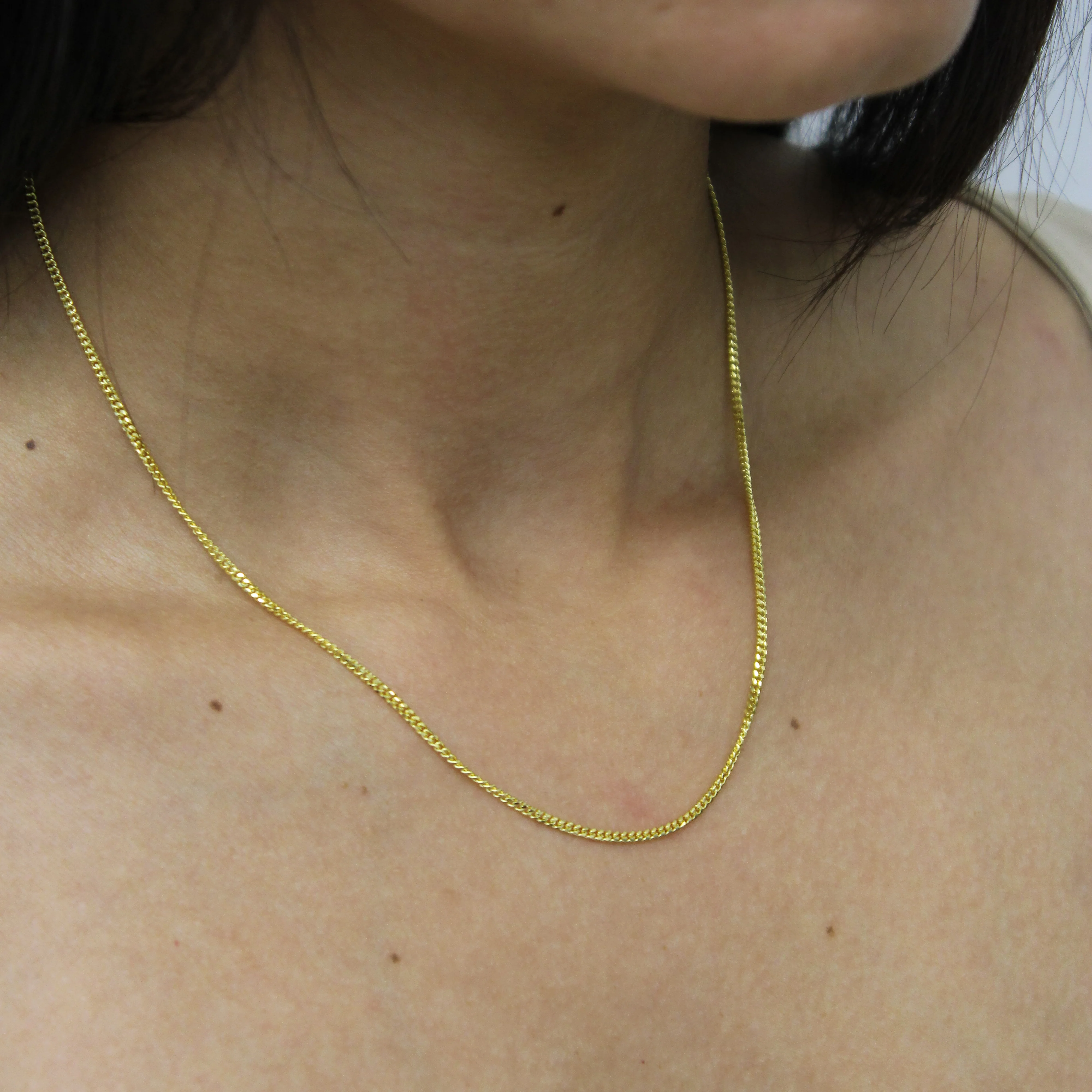 14K Solid Yellow Gold Micro Cuban Link Chain Necklace From 1 mm to 2.5 mm - Image 5