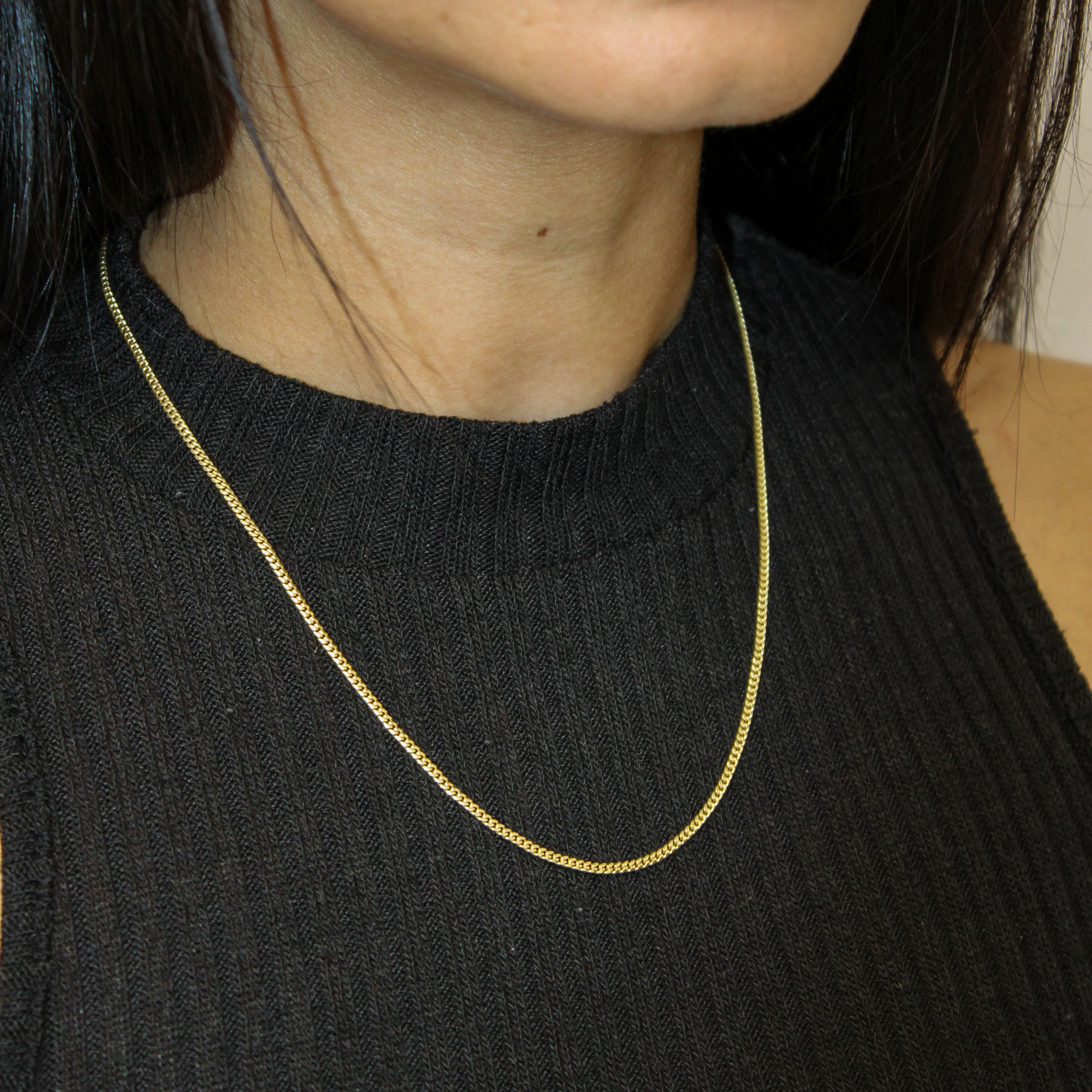 14K Solid Yellow Gold Micro Cuban Link Chain Necklace From 1 mm to 2.5 mm - Image 8