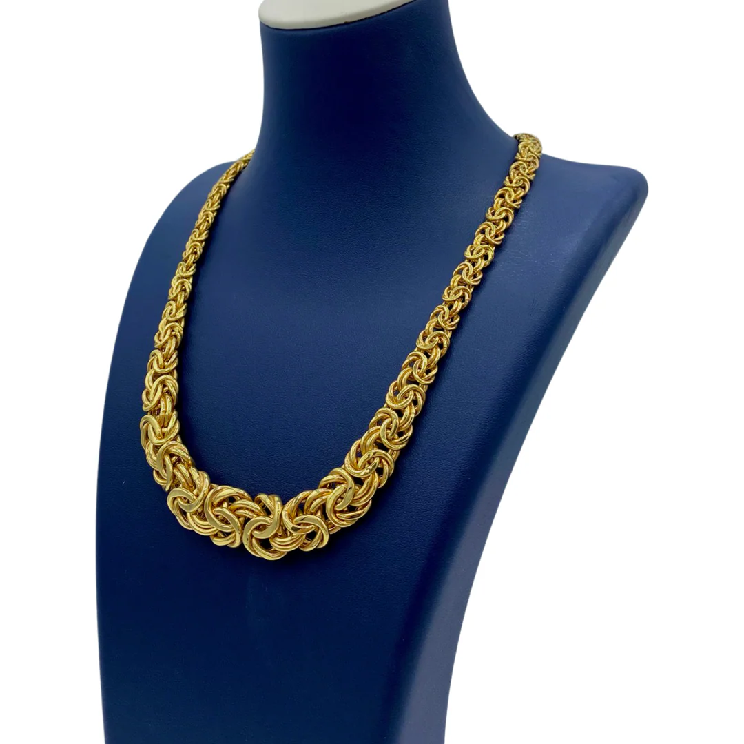 Princess Cut Byzantine Necklace In 14K Yellow Gold - Image 3