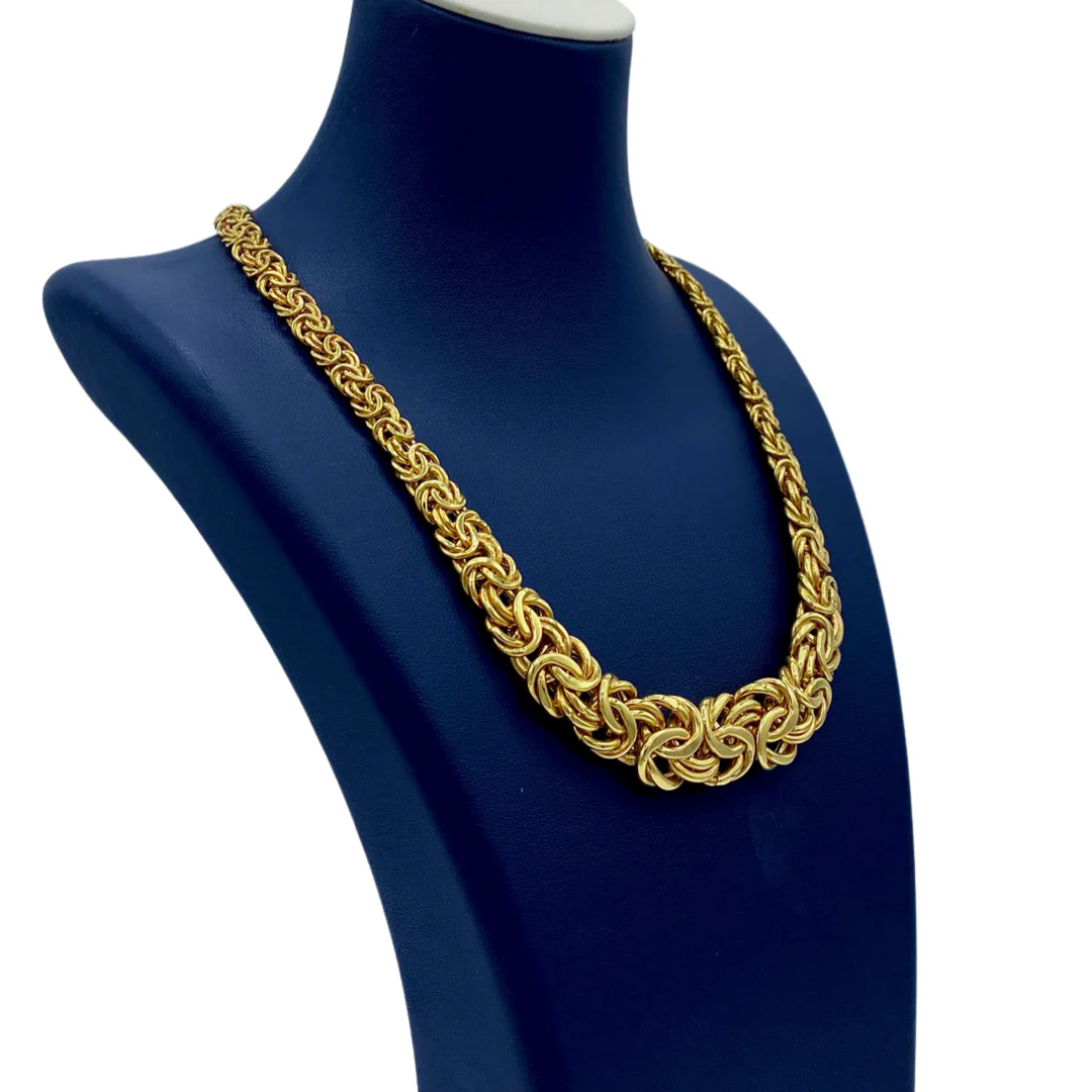 Princess Cut Byzantine Necklace In 14K Yellow Gold - Image 4