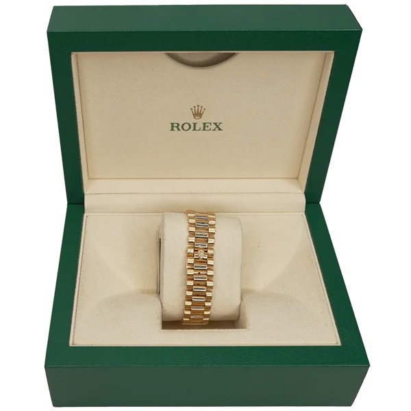 ROLEX DAY-DATE 18K GOLD WITH DIAMOND STONES ROMANX RED FACE  36MM - 18238 - Image 4
