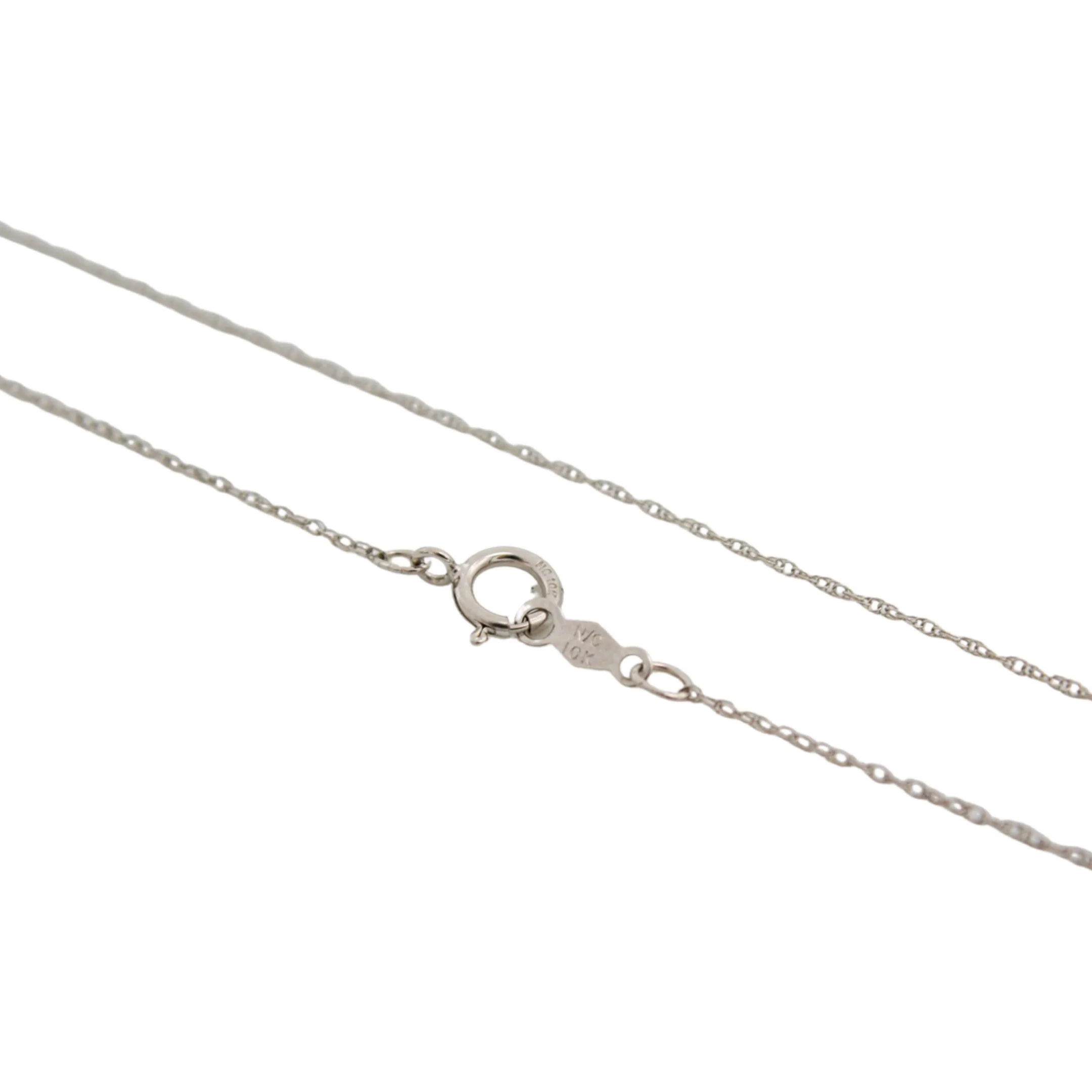 Round Diamond Charm Necklace In 10K White Gold - Image 3