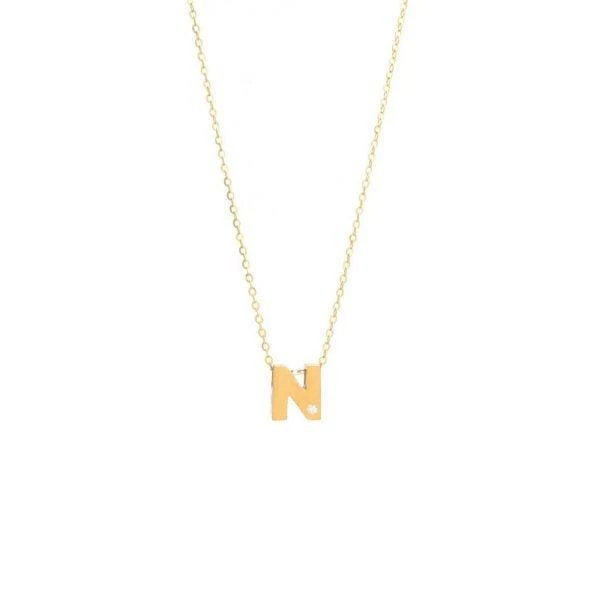 Single Diamond Letter Charm Necklace: A-Z - Image 14