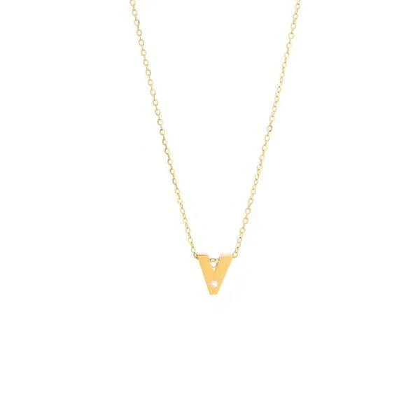 Single Diamond Letter Charm Necklace: A-Z - Image 22