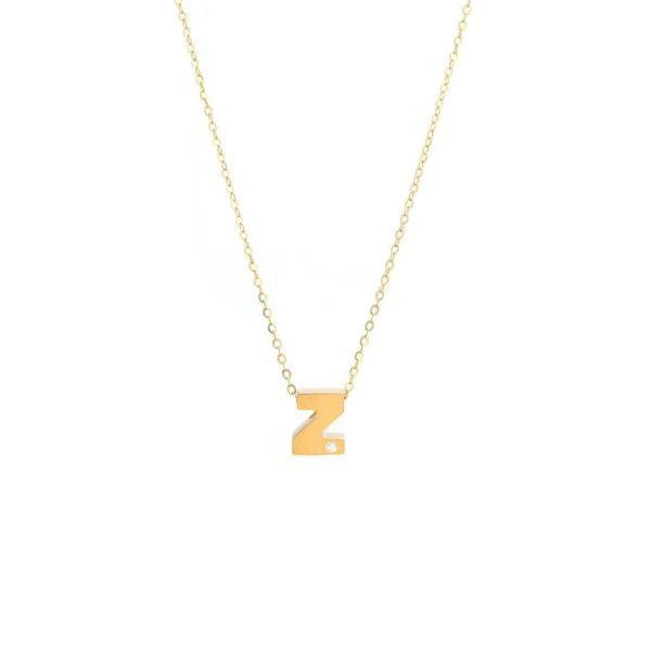 Single Diamond Letter Charm Necklace: A-Z - Image 26