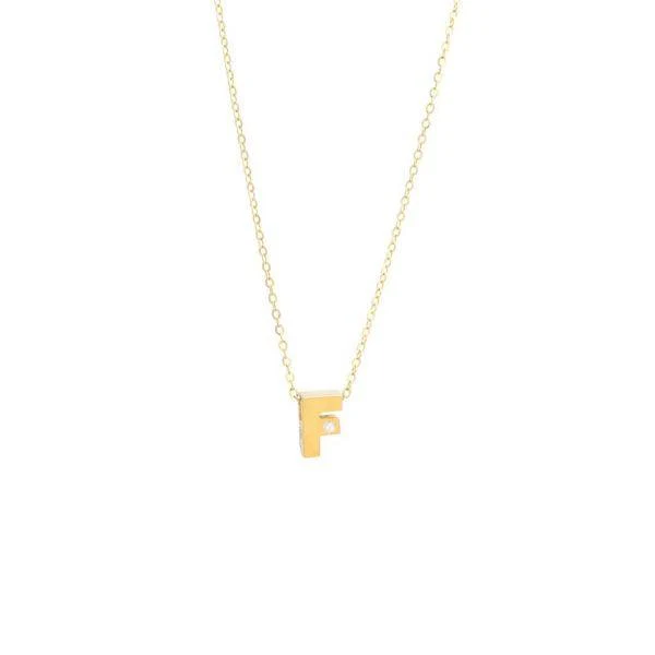 Single Diamond Letter Charm Necklace: A-Z - Image 6