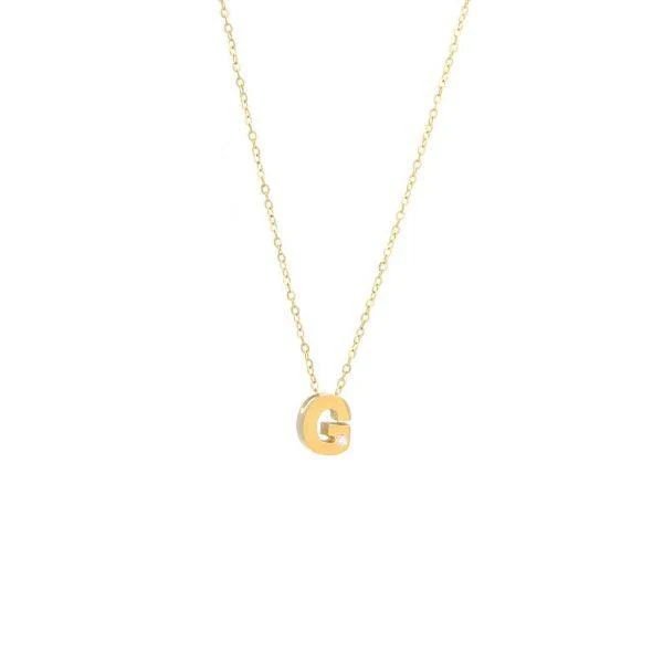 Single Diamond Letter Charm Necklace: A-Z - Image 7