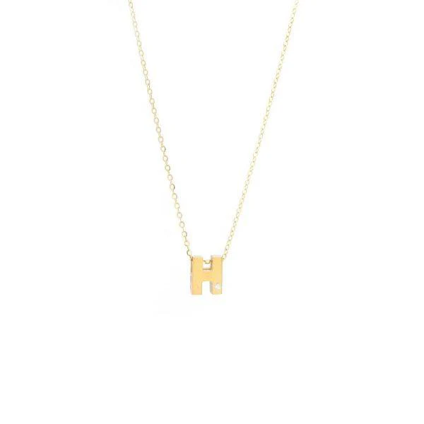 Single Diamond Letter Charm Necklace: A-Z - Image 8