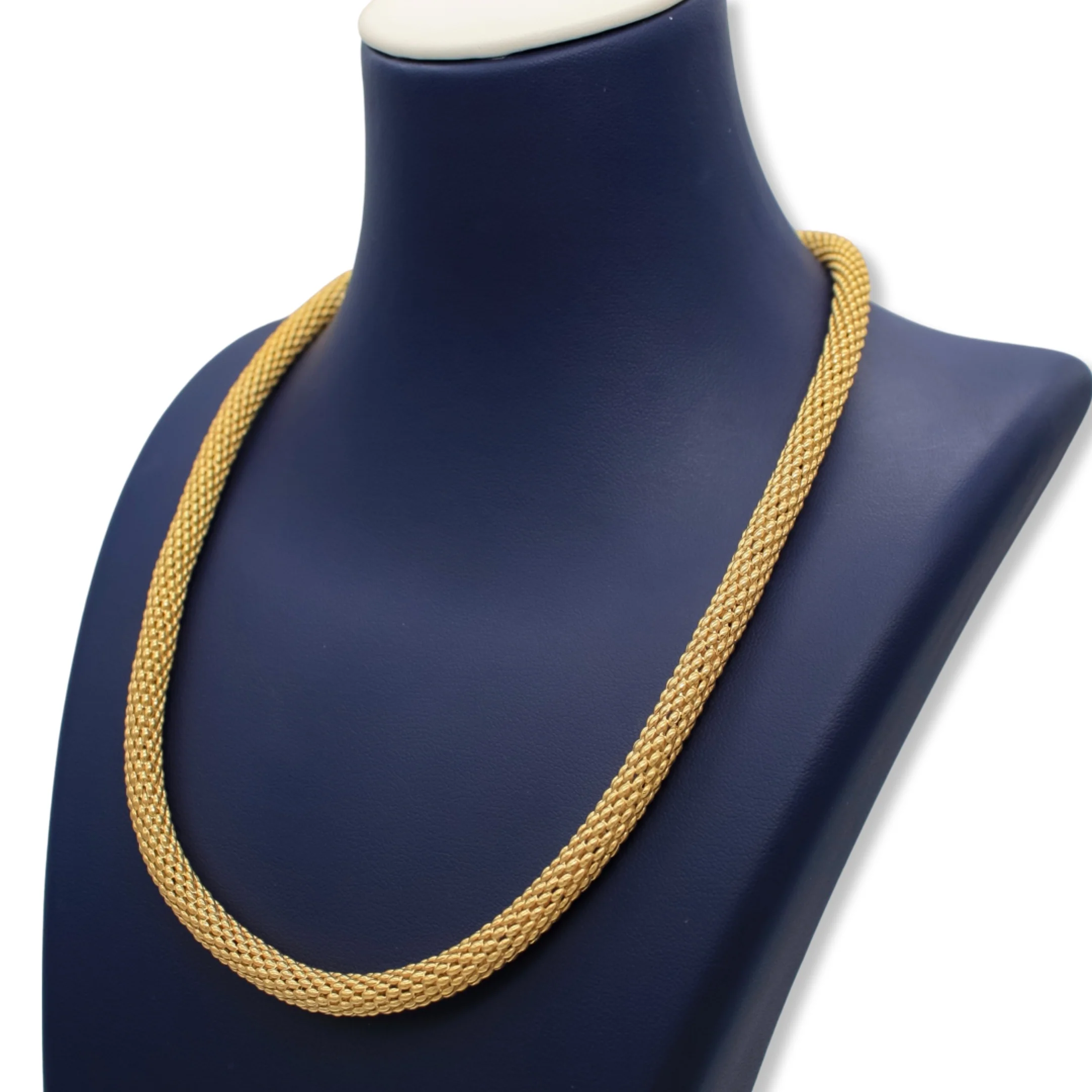 Women’s Fancy Popcorn Mesh Style Necklace & Bracelet Set In 18K Gold - Image 5