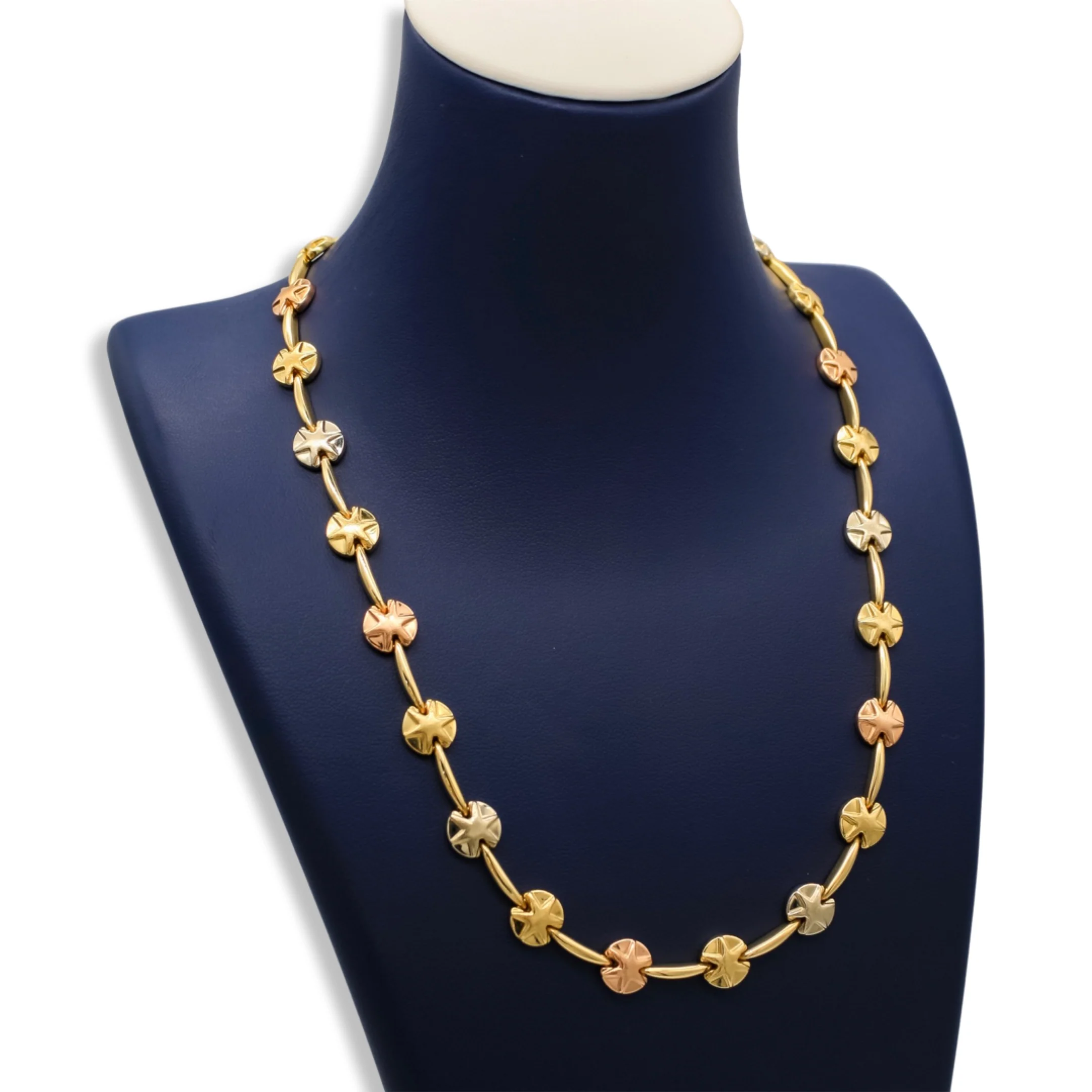 Women’s Fancy Tri-Color Star Necklace Set In 18K Gold - Image 4