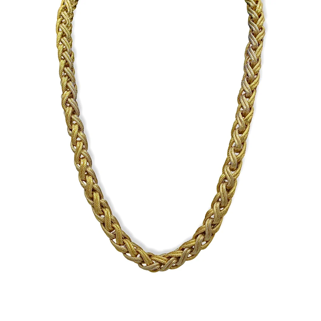 Women’s Fancy Wheat Chain Necklace Set In 18K Two-Tone Gold - Image 3