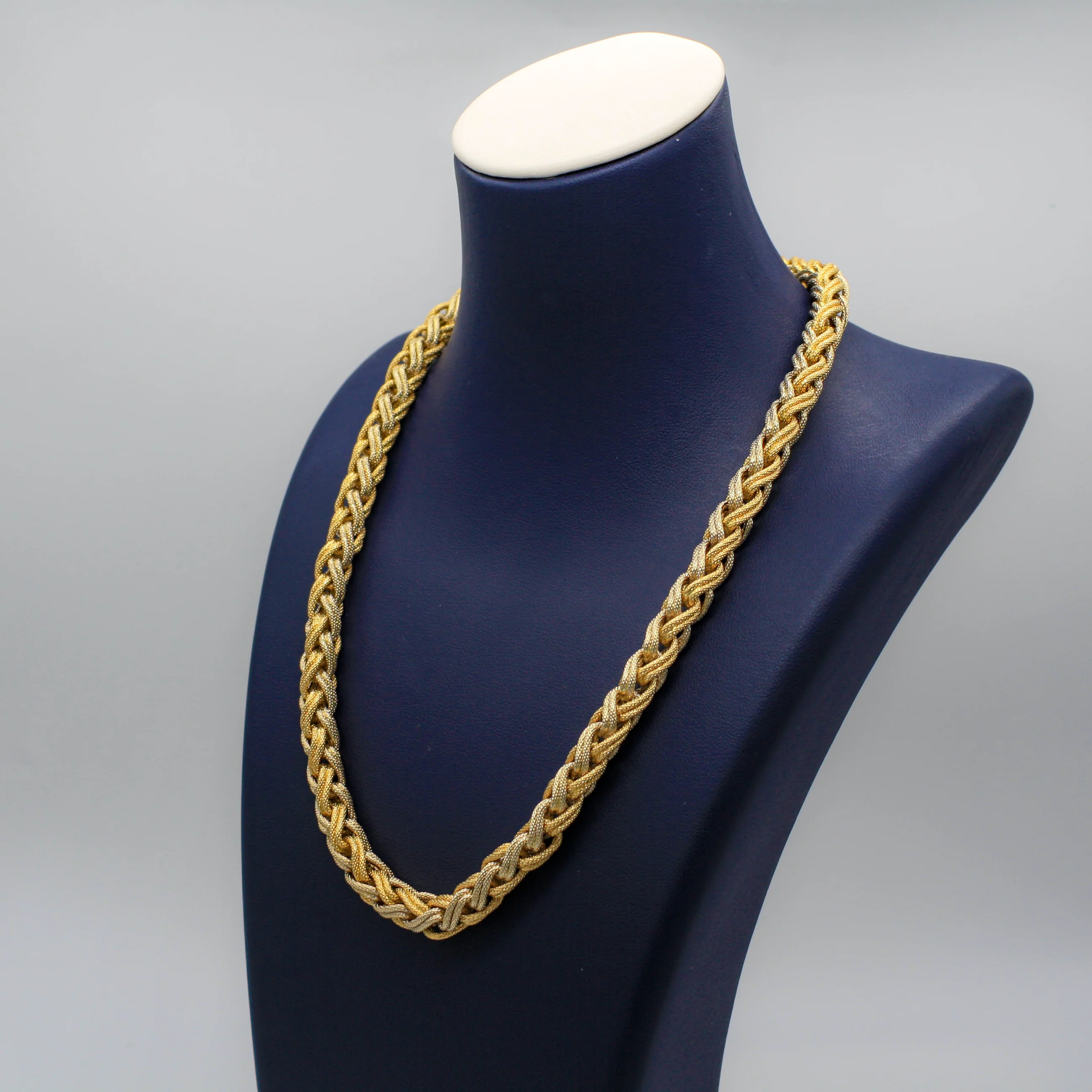 Women’s Fancy Wheat Chain Necklace Set In 18K Two-Tone Gold - Image 4